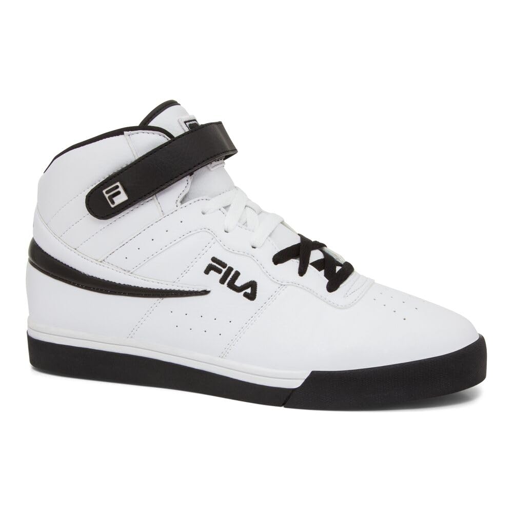 Fila Men's Everyday Sport Athletic Casual High-Top Vulc 13 MID Lace Up Sneaker Shoes, White/Black, 10