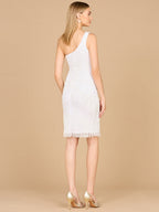 One Shoulder Fringe Short Bridal Dress