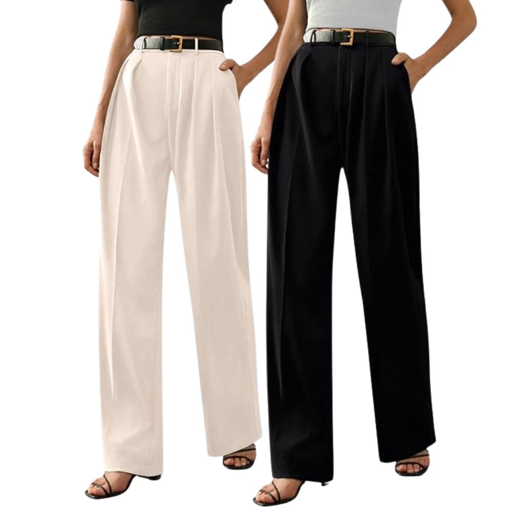 Greciilooks High Waist Cotton Trousers For Women  Flared Parachute Pants With Side Pockets | Casual Travel Cargo Pants (Availabl