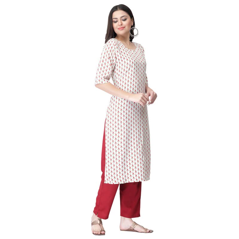 Pinkmint Women'S Color Off-White Crepe Straight Kurta And Pant Set (Ukp-2009_Xxl)