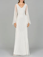 Cape Sleeve Beaded Bridal Gown