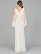 Cape Sleeve Beaded Bridal Gown