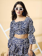 OOMPH! Full Sleeve Crop Top, Blue, mt820