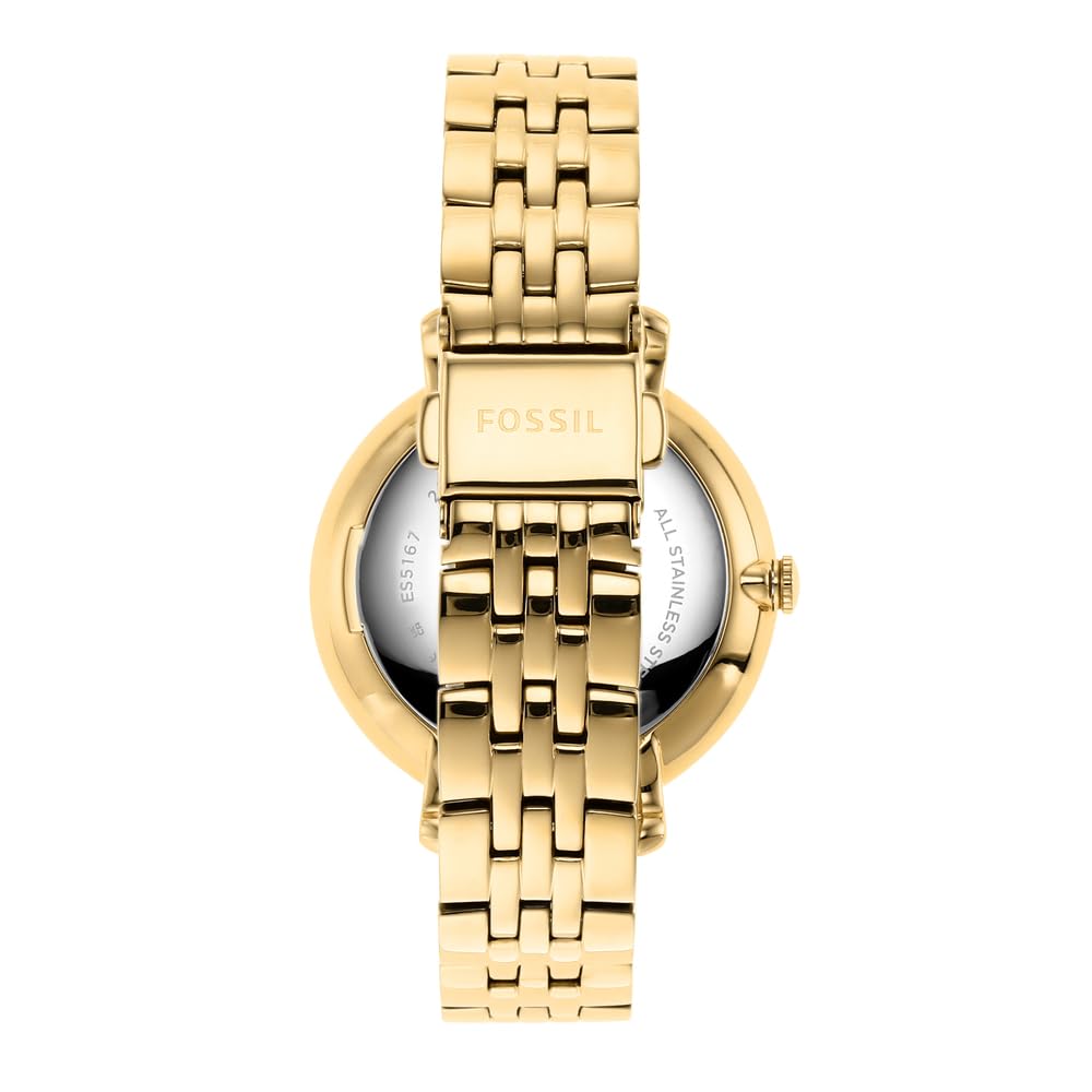 Fossil Women's Jacqueline Quartz Stainless Steel Multifunction Moonphase Watch, Color: Gold (Model: ES5167)