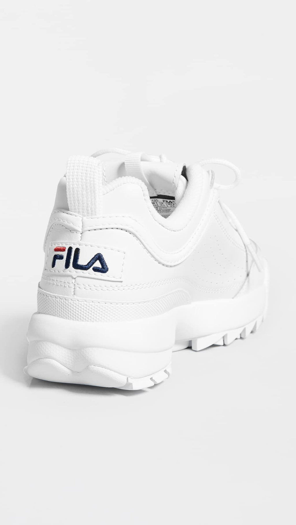 Fila Women's Disruptor II Premium Comfortable Sneakers, White/Navy/Red, 10