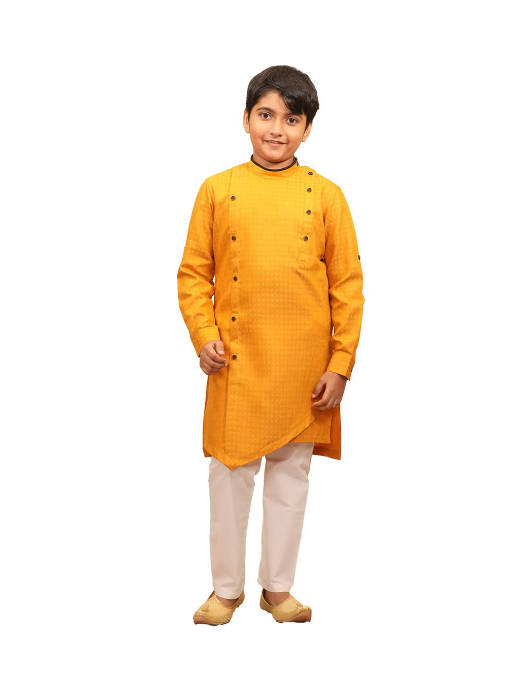 Manyavar Blended Silk Full Sleeve Zari And Stone Kurta Pajama Set For Kids And Boys(6-8 Years)