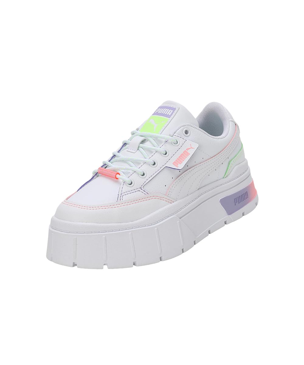 PUMA Girls Mayze Stack Cosmic Grl Jr WhiteKoral IceSpeed Green Sneaker  5 UK (39262002) 5
