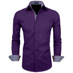 Zombom MenS Classic Cotton Blend Regular Fit Full Sleeve Spread Collar Casual Shirt For Men Purple