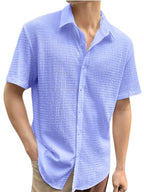 Tee Projekt Mens Popcorn Shirt Texture Pattern Mens Casual Shirt Half Sleeves Goa Beach Summer Shirt Aqua Blue