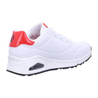 Skechers Women's UNO-Rolling Stones Single Sneaker, White/Red, 10