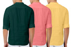 Finivo Fashion MenS Cotton Blend Regular Fit Solid Combo Kurta Shirt Pack Of 3