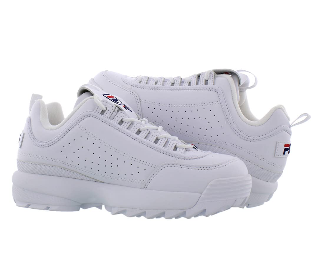 Fila Boy's Disruptor II Sneaker (7 M US, White/navy/Red)
