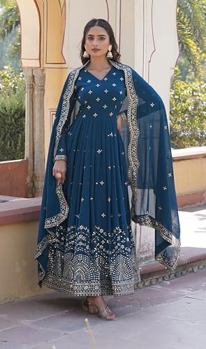 Wedani Georgette Anarkali Kurta Set with Dupatta For women