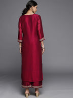 Libas WomenS Silk Yoke Design Straight Kurta (23513O_Fuchsia