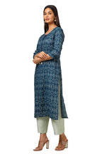 Soch Womens Blue Rayon Ethnic Motifs Kurta