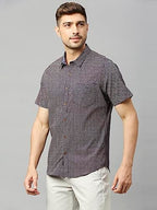 Thomas Scott Mens Printed Slim Fit 100% Cotton Casual Shirt with Spread Collar and Half Sleeve