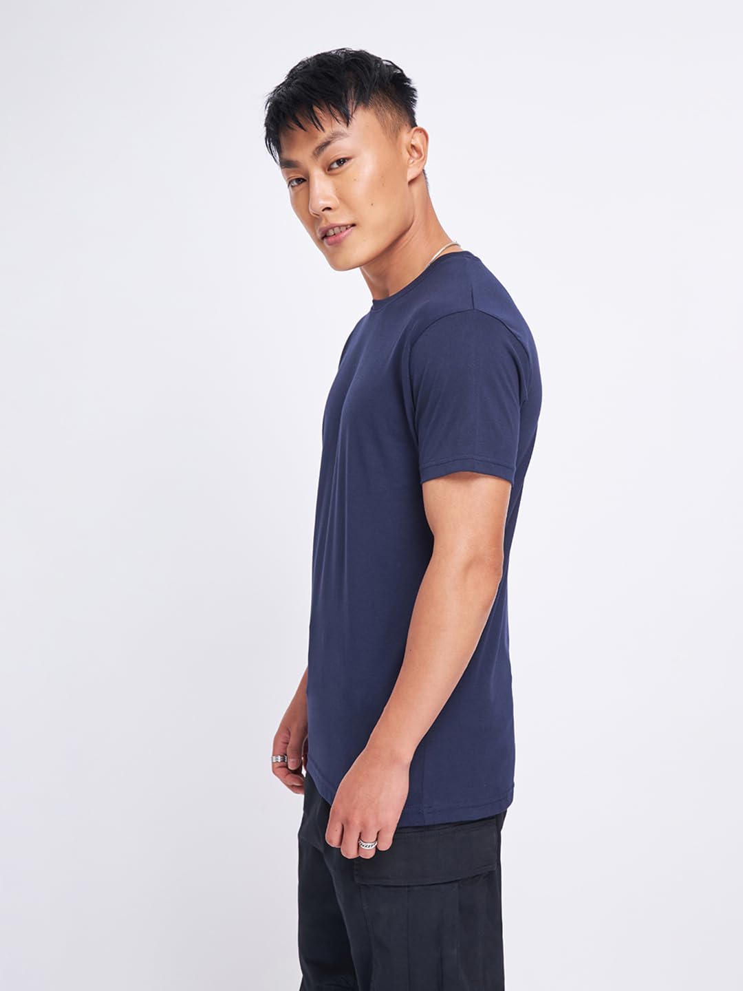 Bewakoof Mens Solid 100% Cotton T-Shirt - Regular Fit, Round Neck, Half Sleeves
