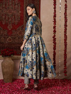 ANNI DESIGNER Womens Rayon Blend Straight Printed Kurta with Pant (VEDHAM Blue_XL_Blue_X-Large)
