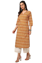 Soch Womens Mustard Cotton Botanical Print Kurta With Gotta Patti