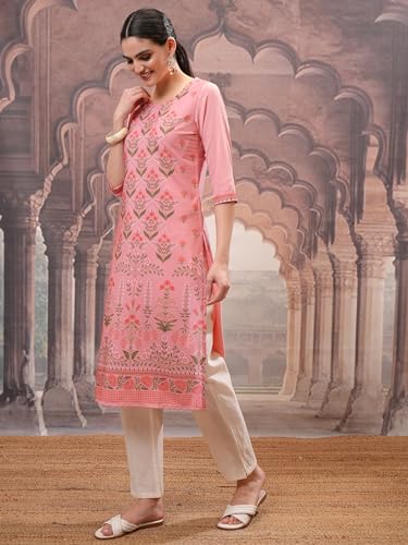 Ketch WomenS Polyester Regular Kurta (Khku000564_Pink