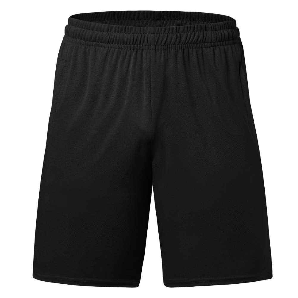 Big and Tall Shorts for Men Basketball Shorts Athletic Lightweight Dry-Fit Training Workout Shorts Zipper Pockets Black
