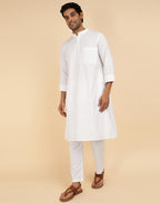 Fabindia MenS Cotton Woven Relaxed Kurta Set (1039311White_White