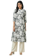 Soch Womens Grey Muslin Floral Print Kurta