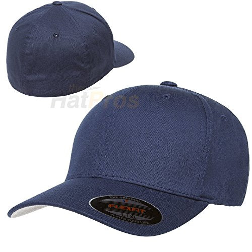 Flexfit Mens Cotton Twill Fitted Baseball Cap, Navy, Large-X-Large US
