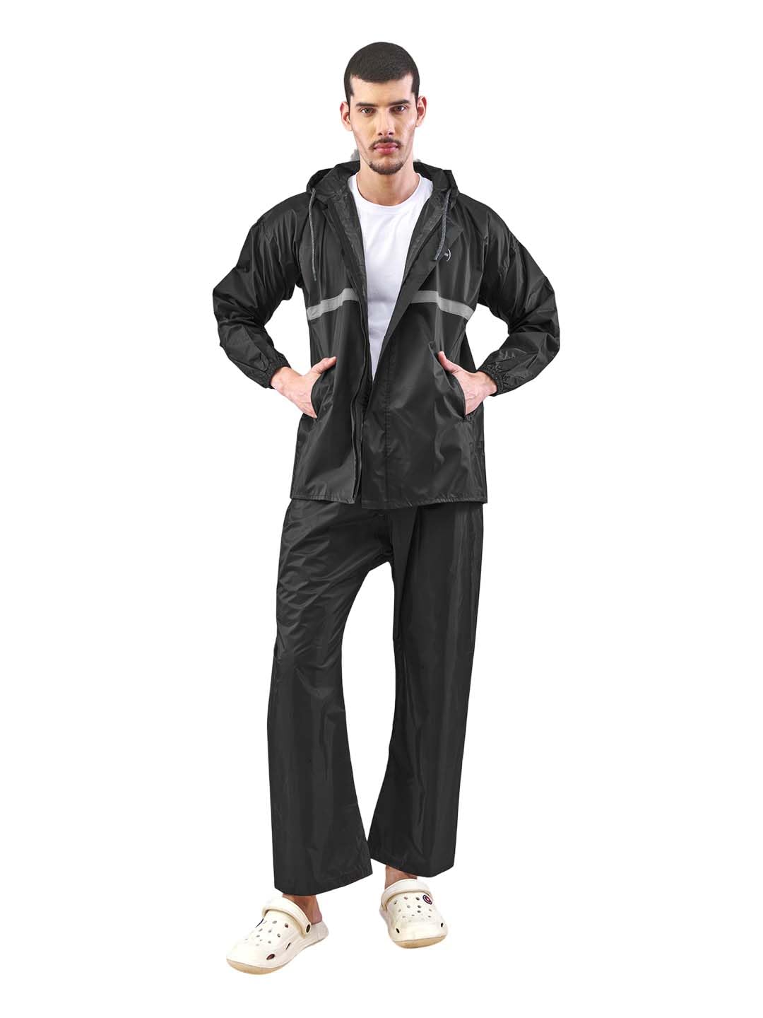Lux Venus Tapping Rain Coat For Men Black