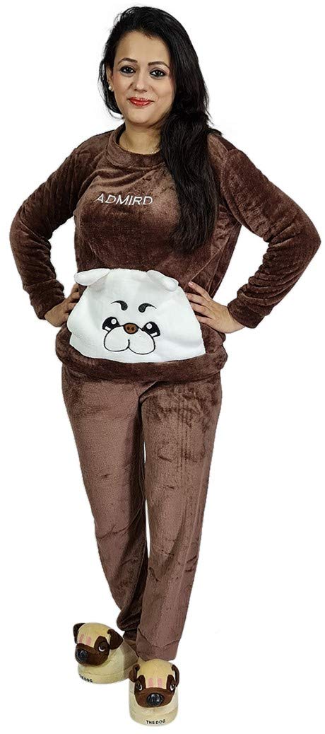 MUKHAKSH (Set = 2 Pieces Girls Winter Woolen Warm White Cat Brown Night (1516 Years) 15-16