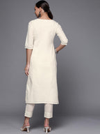 Libas WomenS Cotton Yoke Design Straight Kurta (24043O_Off White