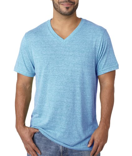 Unisex Triblend V-Neck T-Shirt - BLUE TRIBLEND - S(D0102H7WXW8)