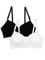 Fruit of the Loom Women's Seamless Wire Free Push-Up Bra, Black Hue/White 2-Pack, 34C