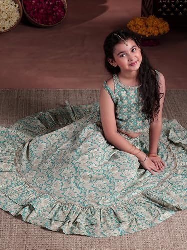 Libas Kids Girl'S Cotton Lehenga Set (90065K_Blue_9-10Y)