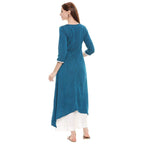 Aurelia Womens V Neck Slub Kurta