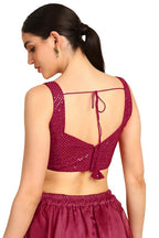 Soch Womens  Sequinned Sweetheart Neck Georgette Padded Blouse