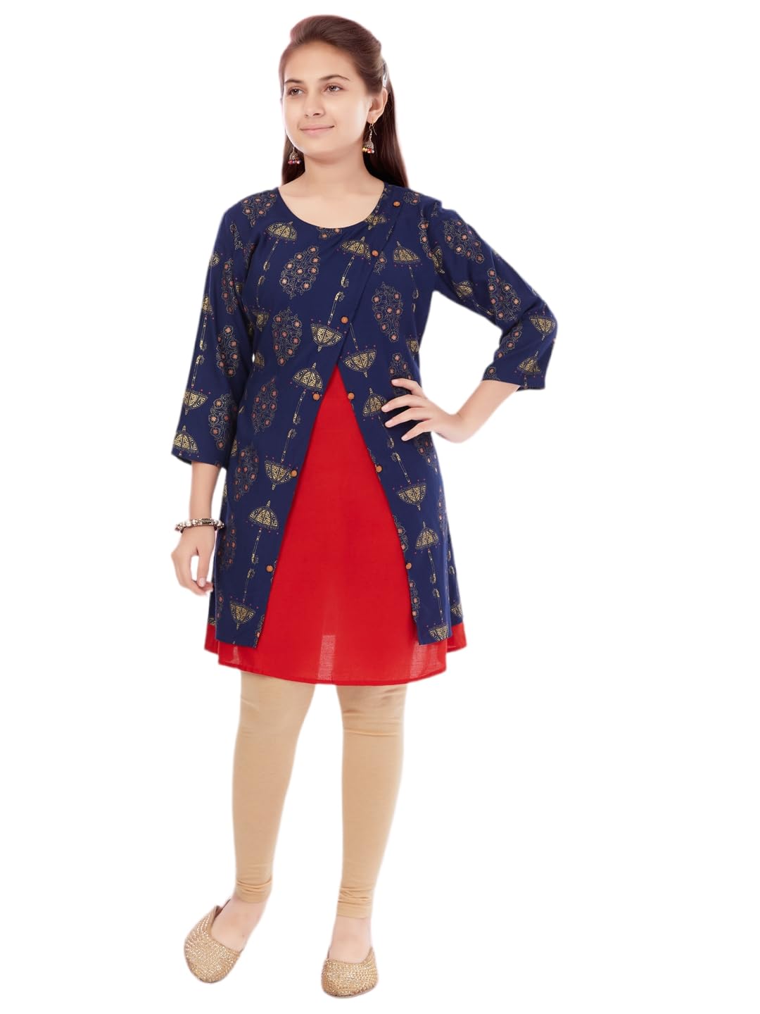 Aarika Girls Navy Blue-Red Kurti (SP-KURTI-3128-BLUE-32)