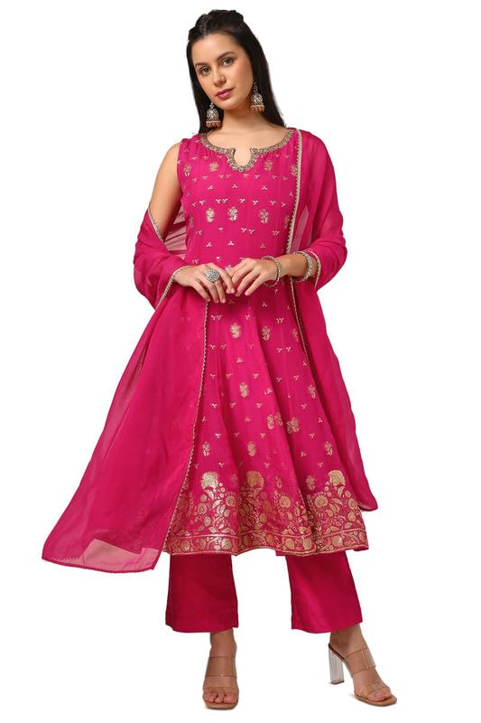 Soch Women Zari Woven Suit Set with Gotta Patti