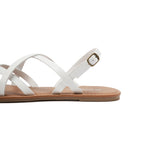 Colgo Women's Summer Strappy Flat Sandals, Adjustable Casual Fisherman Sandal with Open Toe Slingback Gladiator Sandals (7,White