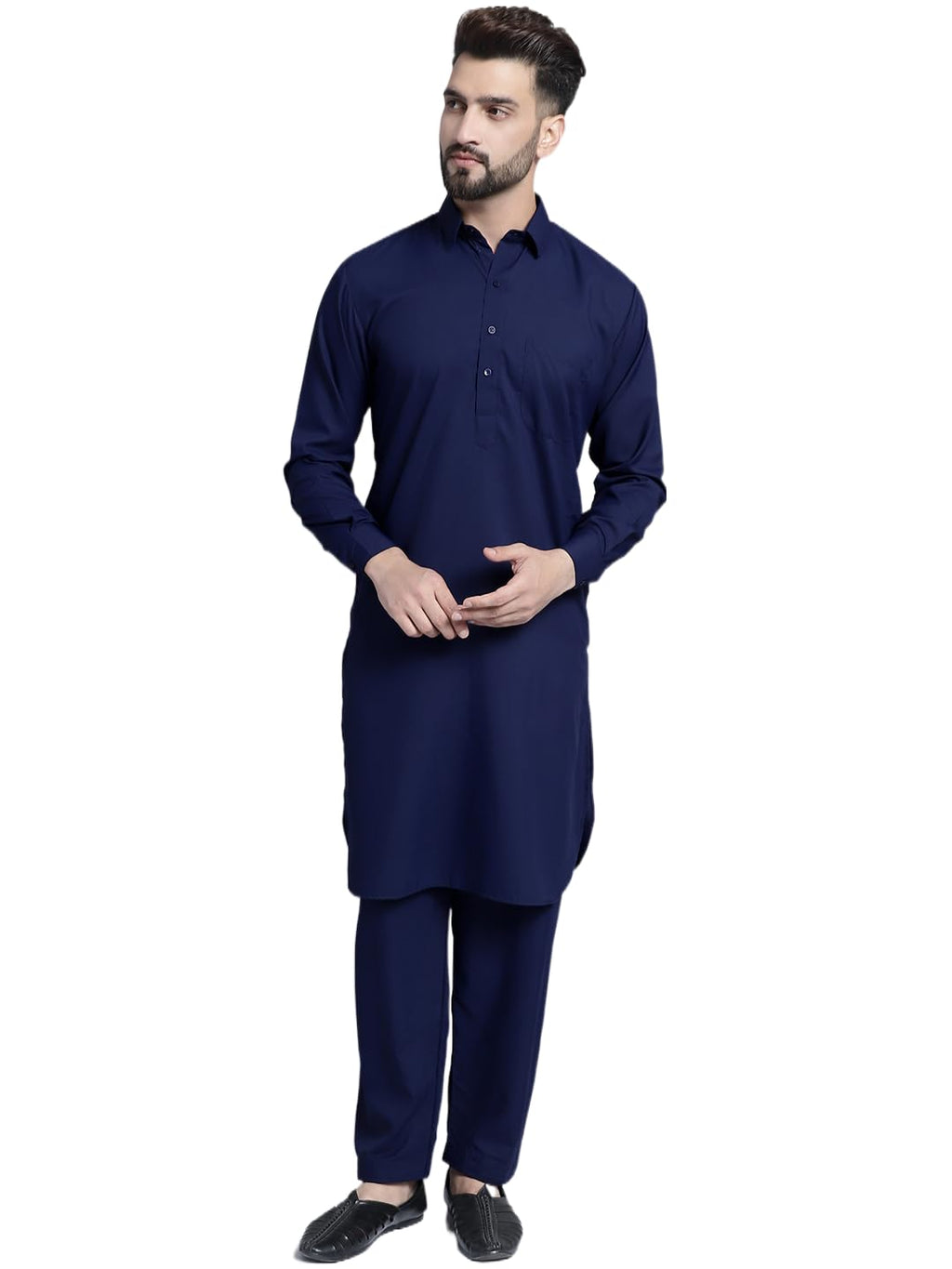 Jompers Mens Cotton Solid Pathani Kurta With Salwar