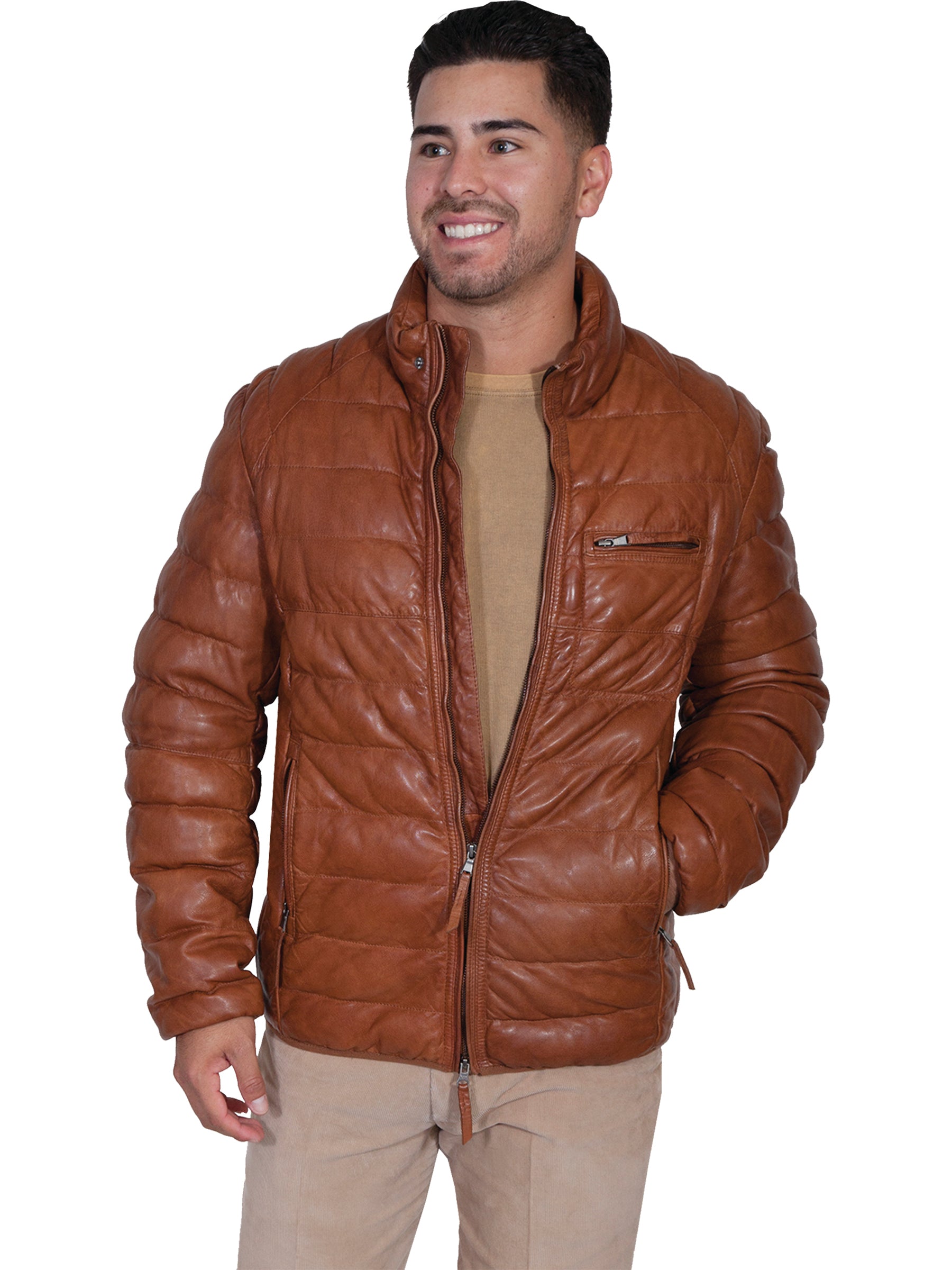 RIBBED LEATHER JACKET