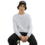 Bewakoof Mens Solid White Round Neck Full Sleeve Oversized T-Shirt
