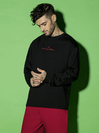 Bewakoof Mens Graphic Printed 100% Cotton T-Shirt - Oversized Fit, Round Neck, Full Sleeves Black