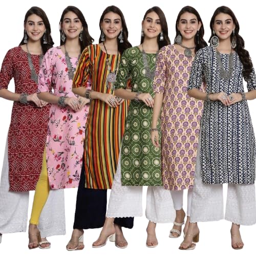 Pinkmint KurtiS For Women Combo Crepe Kurti Suitable For College Regular Home Wear Outrdoor Wear(Pack Of 6)