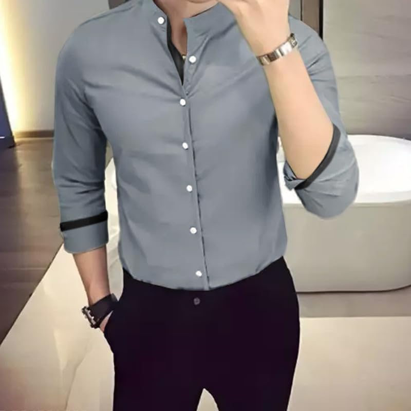 Tee Projekt Mens Shirt Solid Cotton Long Sleeve Button Down Beach l Office l Home (Pack of 1)