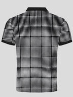 Noble Monk MenS Regular Fit Polo Neck T-Shirt|Half Sleeves|Gradient Houndstooth Pattern|Casual T-Shirt For Men