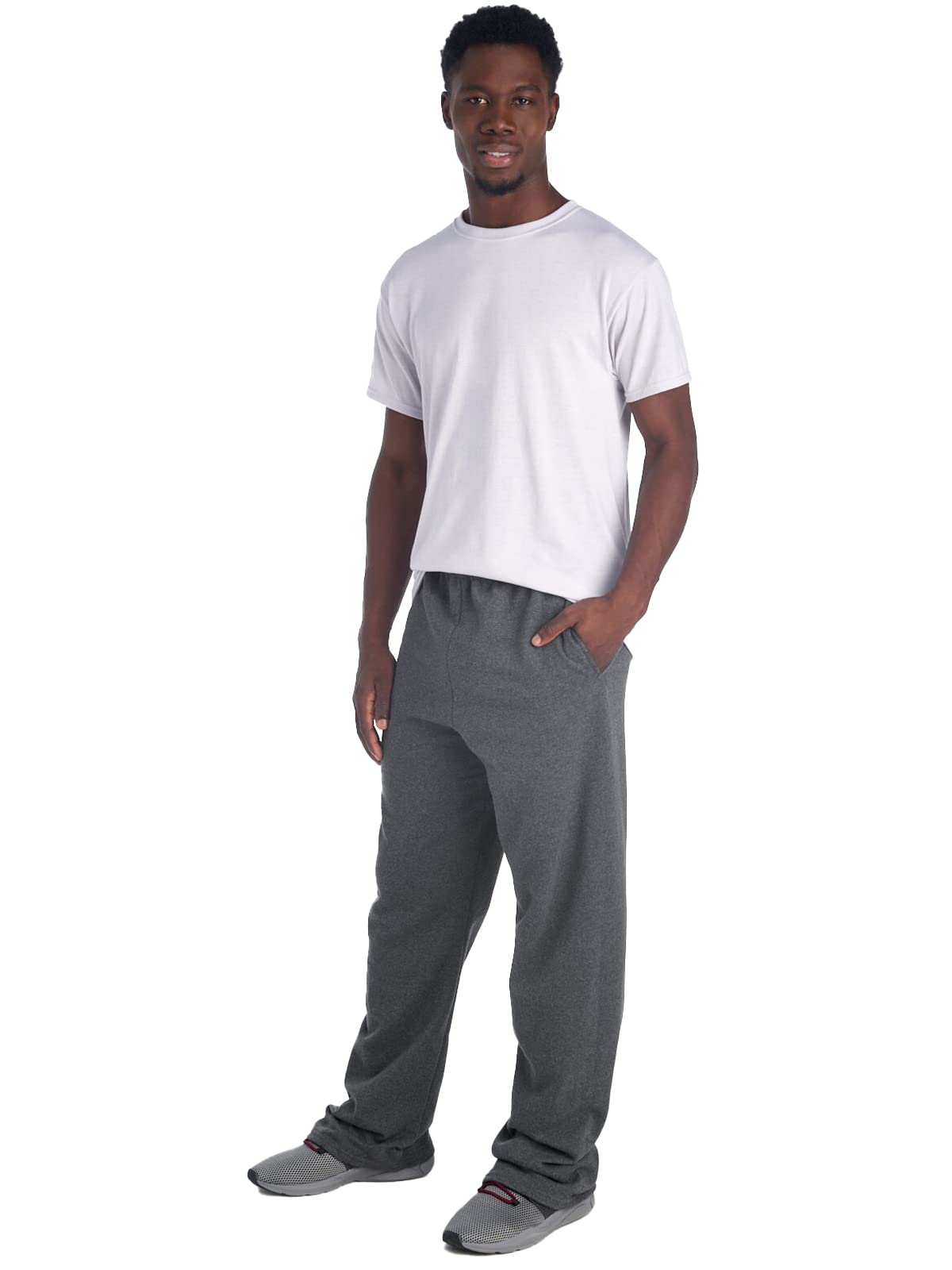 Jerzees mens Fleece Sweatpants, Open Bottom - Black Heather, Large US