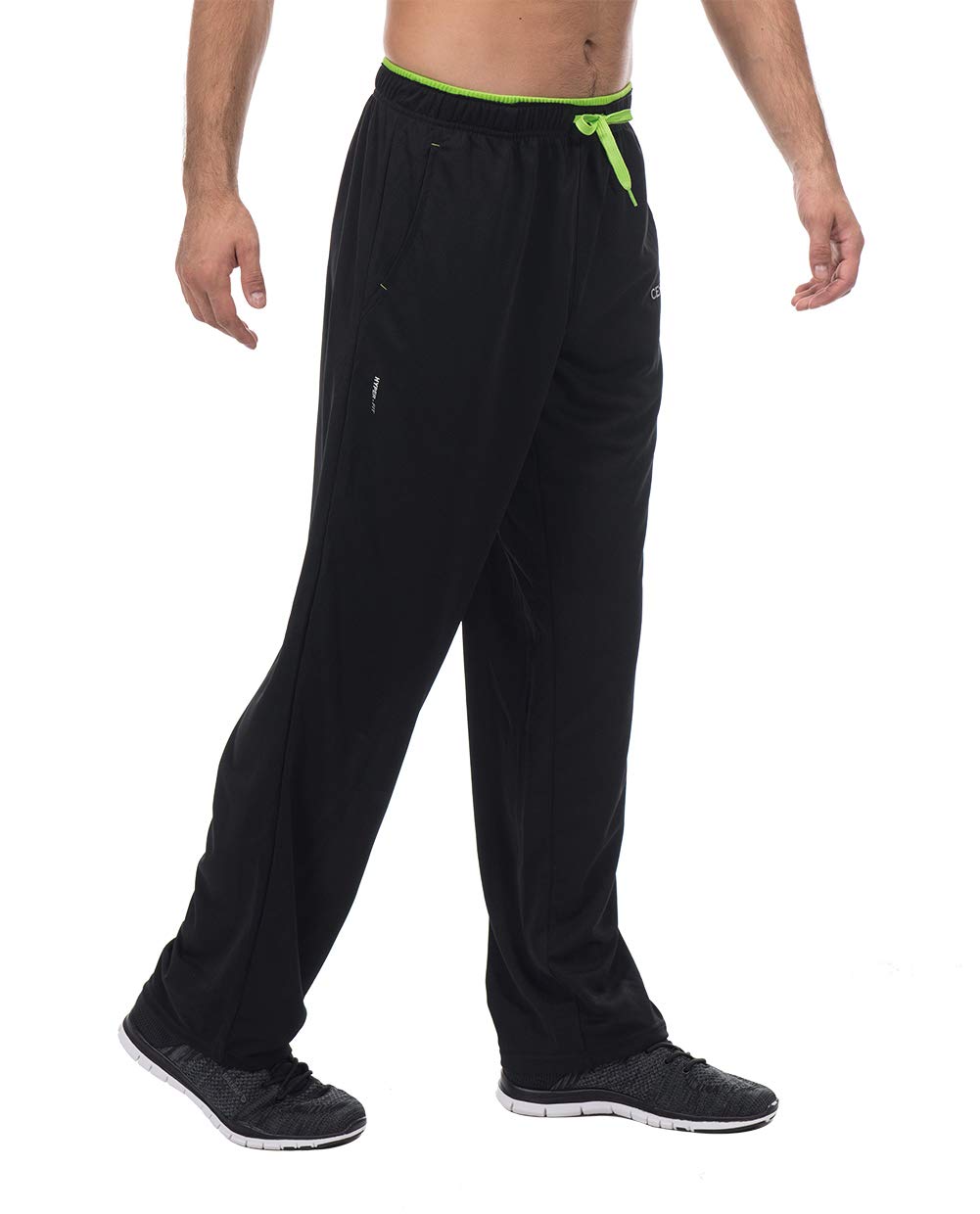 CENFOR Men's Sweatpant with Pockets Open Bottom Athletic Pants for Jogging, Workout, Gym, Running, Hiking, Training(Black,L)