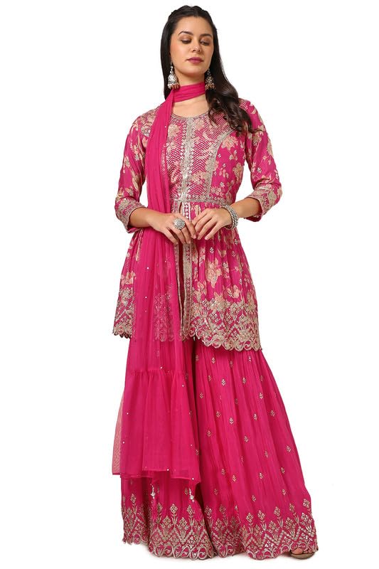Soch Women Chinon Blend Embroidered Suit Set with Sequence Work