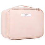 Narwey Travel Makeup Bag Large Cosmetic Bag Make up Case Organizer for Women (Soft Pink)